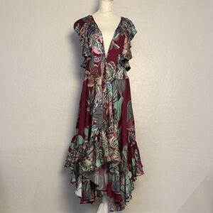 PatBo Floral V-Neck Ruffle Dress